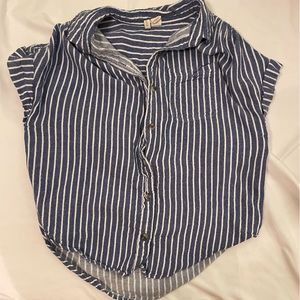 Blue and white striped crop top